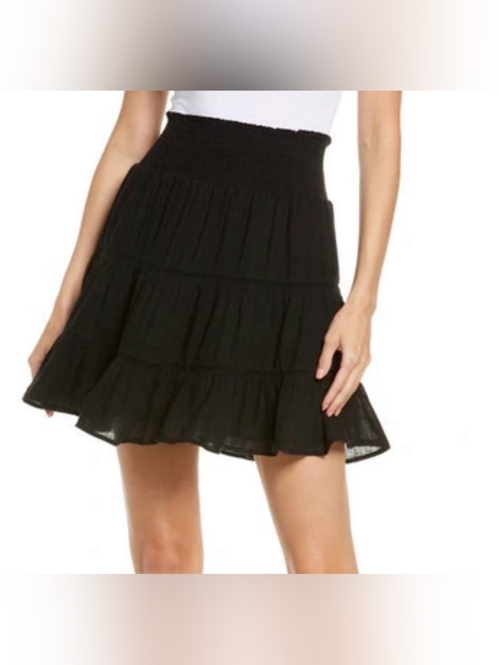 NWT Rails Black Smocked Tiered Addison Mini Skirt M Medium